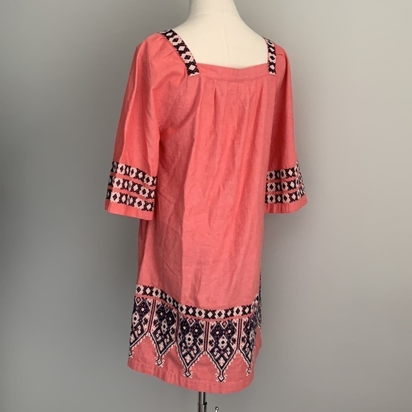 Calypso St. Barth embroidered square neck shift dress pockets pink blue size xs - Picture 3 of 8